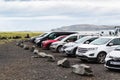 Car parking of Reynisfjara beach in Iceland