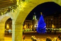 Vik, Spain - December 12, 2021: Major Square before Christmas in Vik