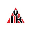 VIK triangle letter logo design with triangle shape. VIK triangle logo design monogram. VIK triangle vector logo template with red