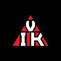 VIK triangle letter logo design with triangle shape. VIK triangle logo design monogram. VIK triangle vector logo template with red