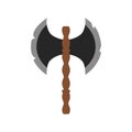 Viking axe weapon warrior vector illustration. Battle war nordic viking axe history icon barbarian soldier symbol. Isolated