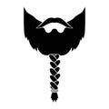 Viking Beard men braided or styled with beads illustration Facial hair mustache. Vector black male Fashion template