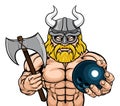 Viking Bowling Sports Mascot Royalty Free Stock Photo