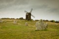 Viking burial site and a windmill in Gettlinge, Sweden