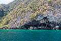 Viking caves on Phi Phi Le island in the Andaman Sea with pirates hiding treasures. Travel and excursions in Thailand Phuket