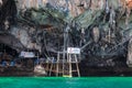 Viking caves on Phi Phi Le island in the Andaman Sea with pirates hiding treasures. Travel and excursions in Thailand Phuket