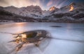 Frozen Lake under the mountains