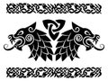 Viking design. Scandinavian pattern and Wolves of Odin - Geri and Freki Royalty Free Stock Photo