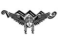 Viking Design. Valkyrie in a winged helmet. Image of Valkyrie, a woman warrior from Scandinavian mythology