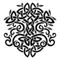 Viking design. World Tree from Scandinavian mythology - Yggdrasil and Celtic pattern. Drawn in Old Norse Celtic style