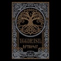 Viking design. World Tree from Scandinavian mythology - Yggdrasil and Celtic pattern, frame. Drawn in Old Norse Celtic