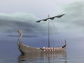 Viking drakkar - 3D render Royalty Free Stock Photo