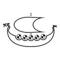 Viking drakkar Dracar sailboat Viking\'s ship Viking boat icon black color vector illustration flat style image