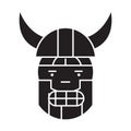 Viking emoji black vector concept icon. Viking emoji flat illustration, sign