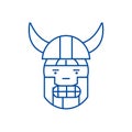 Viking emoji line icon concept. Viking emoji flat vector symbol, sign, outline illustration.