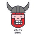 Viking emoji vector line icon, sign, illustration on background, editable strokes