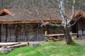 A Viking-era longhouse with oak and clay Royalty Free Stock Photo