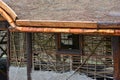 A Viking-era longhouse with oak and clay Royalty Free Stock Photo