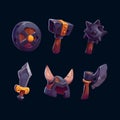 Viking game props icons axe, helmet, sword, shield