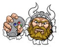 Viking Gamer Video Game Controller Mascot Cartoon Royalty Free Stock Photo