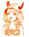 Viking girl illustration Royalty Free Stock Photo