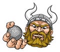 Viking Golf Ball Sports Mascot Cartoon Royalty Free Stock Photo