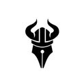 Viking hat pen nib logo vector icon illustration design Royalty Free Stock Photo