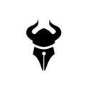 Viking hat pen nib logo vector icon illustration design Royalty Free Stock Photo