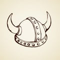 Viking hat. Vector drawing Royalty Free Stock Photo