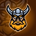 Viking head mascot logo vector design template Royalty Free Stock Photo