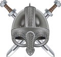 Viking helmet and crossing swords