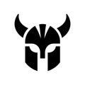 Viking helmet logo design. Head of warrior symbol. Good for gym, sport or game club - Vector