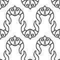 viking helmet pattern with horns. Seamless pattern of vintage Scandinavian-style helmet with horns, isolated black line Royalty Free Stock Photo