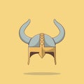 Viking Helmet Vector Icon Illustration. Medieval Vector. Flat Cartoon Style Suitable for Web Landing Page, Banner, Flyer, Sticker