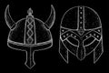 Viking helmets. Hand drawn sketch Royalty Free Stock Photo