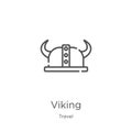 viking icon vector from travel collection. Thin line viking outline icon vector illustration. Outline, thin line viking icon for