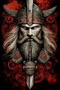 Viking illustration premium vector warrior card styled decoration ornament