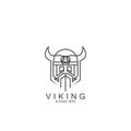 viking line art style logo and vector template