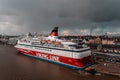 Viking Line's MS Gabriella leaving port of Helsinki on a very moody evening Royalty Free Stock Photo