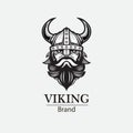 Viking logo wearing a horned headpiece. Viking Pirates. Sailing on the sea