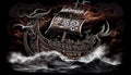 Viking Longboat, Sailing Through Choppy Seas