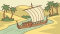 Viking longboat sailing on a river, historical exploration, vector design Generative AI Royalty Free Stock Photo