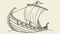 Viking Longship with Elaborate Dragon Head Prow Vector Art, vector design Generative AI Royalty Free Stock Photo