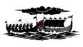 Viking Longships on Stormy Sea for Epic Adventure, vector design Generative AI Royalty Free Stock Photo