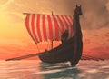 Viking Man and Longship