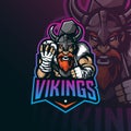 Viking mascot logo design vector with modern illustration concept style for badge, emblem and tshirt printing. angry viking