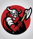 Viking mascot swinging the axe