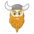 Viking medieval scandinavian warrior in horn helmet People lifestyle and occupation Colorful and stylish flat vector