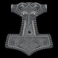 Viking Old Celtic Scandinavian design. Hammer of God Thor and Celtic patterns drawn in vintage retro style