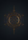 Viking Pagan Asatru Runic Compass, Vegvisir Rune Circle Viking Norse Mythology. Golden Protective talisman. Magical Navigator sign